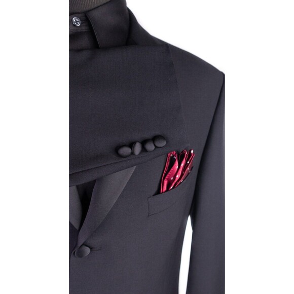 Joseph Abboud 2-Pcs 3 Button Tuxedo Black Jacket Sz 41R Pants 35X30.5 - Picture 6 of 16